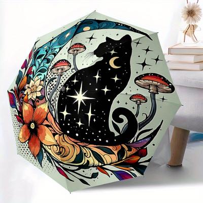 1pc Celestial Cat Moon Automatic Open/close Folding Umbrella, Compact Portable Travel Umbrella,Cute Umbrella, Durable Construction Yy250804062