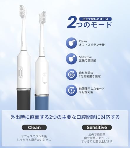 Epeios Sonic Elektrische Zahnbürste, Tragbar, Reiseetui, Ersatz-Bürstenköpfe, 60 Tage Nutzung, Typ-C Wiederaufladbar, Perfekt für Reisen, Geschenk, OKare!