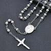 Non-fading European Round Steel Beads Cross Rosary Necklace with Virgin Mary Pendant for Men & Women