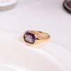 Fashion Purple Zircon Sugar Cube Ring Female Niche Does Not Fade Stacked High-end Ring Titanium Steel Plating