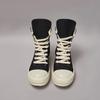 Brand Men Shoe Casual High Top Women Sneaker Quality Black Ankle Boot Designer Leather Zipper Metal Hole Luxury Laces Flat Shoe
