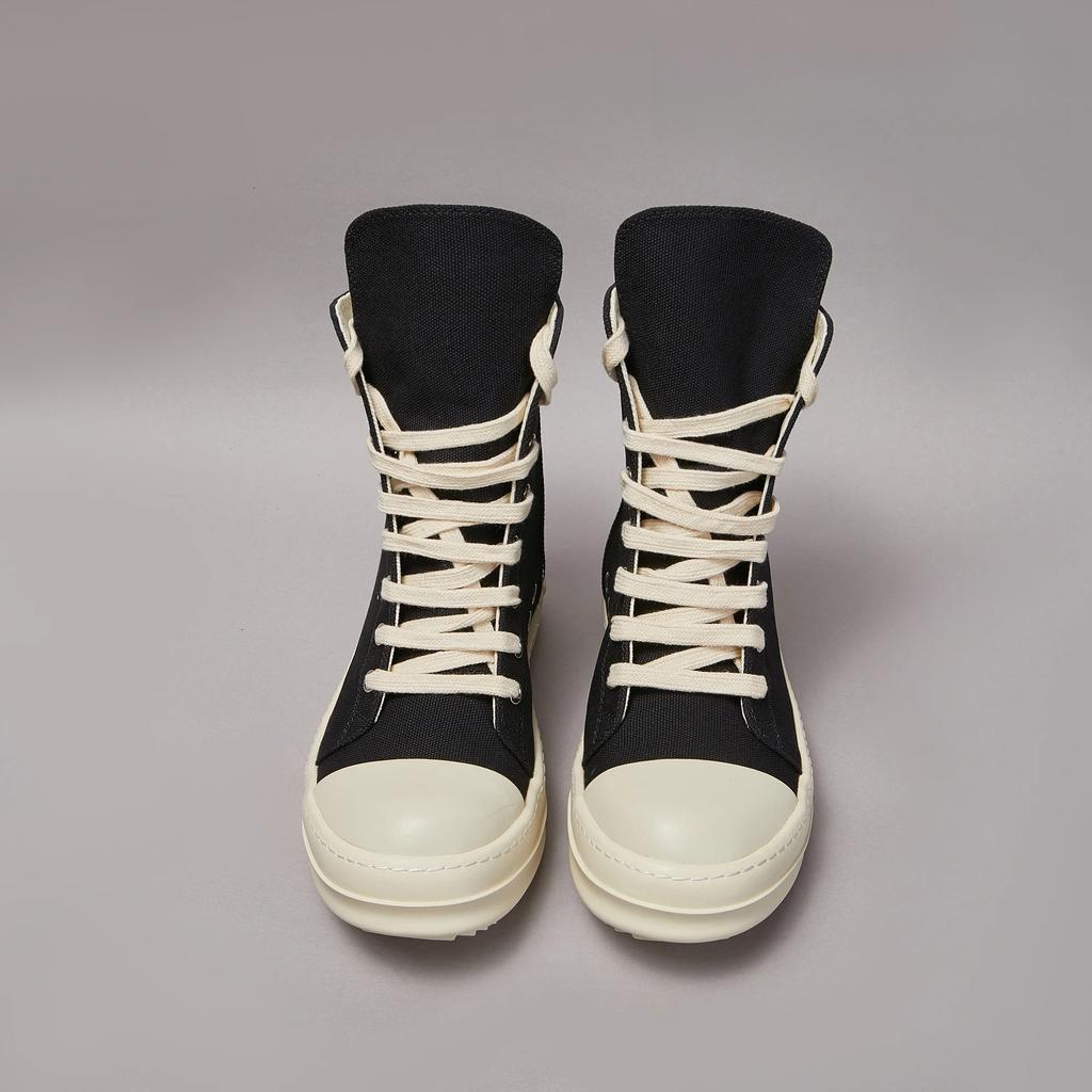 Brand Men Shoe Casual High Top Women Sneaker Quality Black Ankle Boot Designer Leather Zipper Metal Hole Luxury Laces Flat Shoe