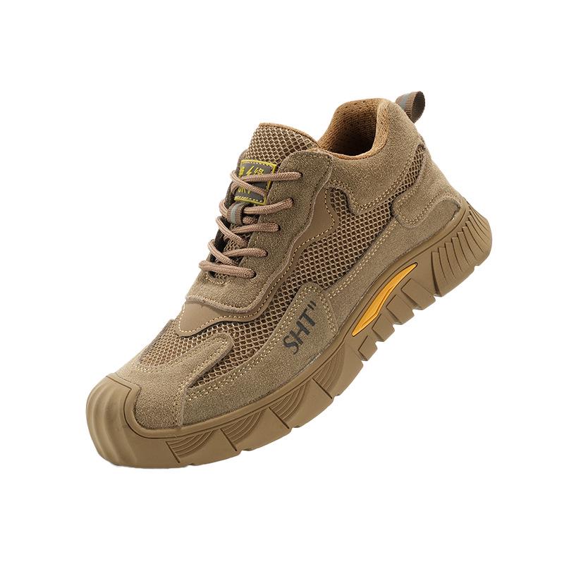 

Men s Summer Work Safety Shoes - Steel Toe, Anti-Smash, Puncture-Resistant, Lightweight, Insulated, Durable Construction Footwear 611 khaki mesh;38