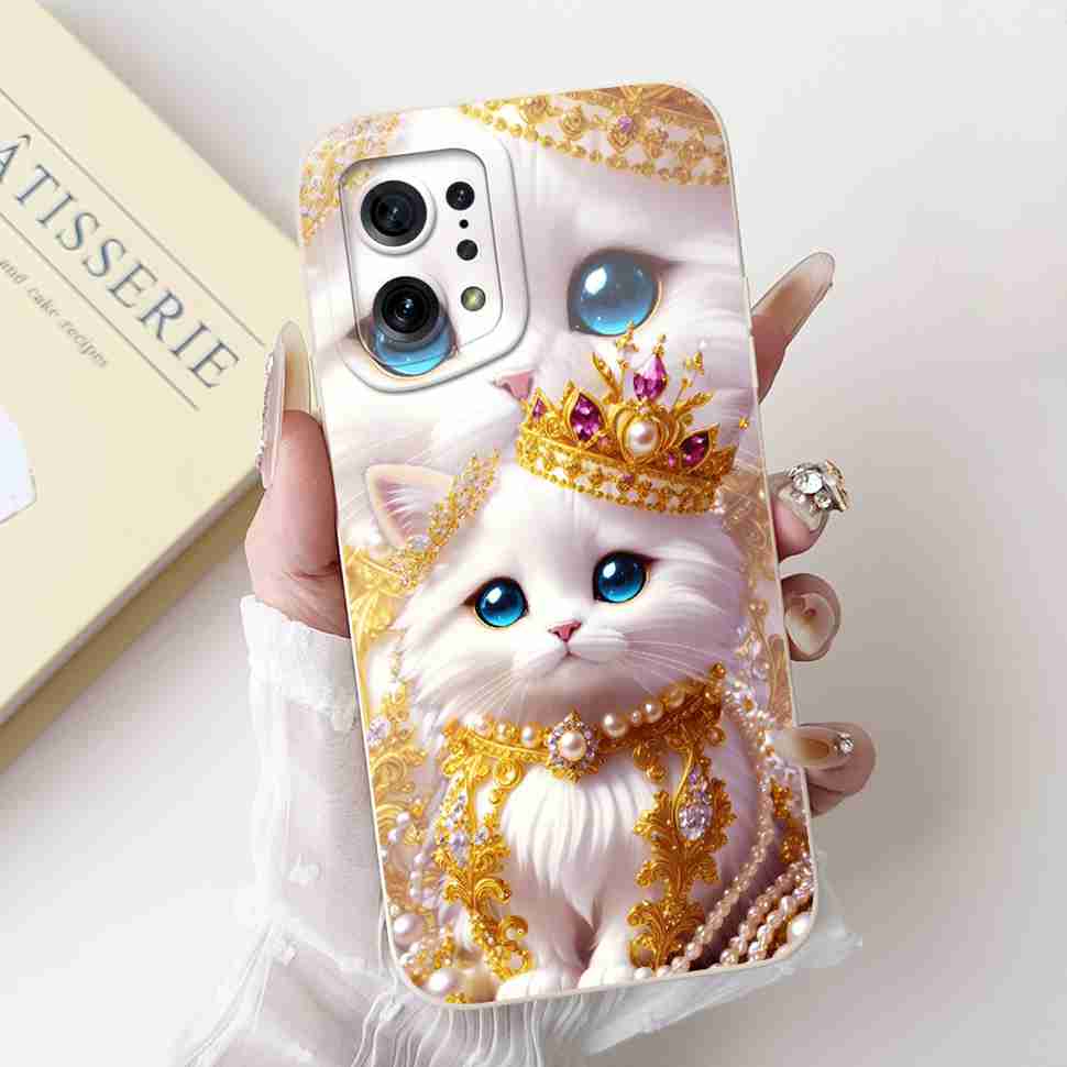 For Oppo Find X5 PFFM10 Cases Cute Cat Print Soft Silicone Back Cover For Oppo Find x5 X5 CPH2307 6.55" Shockproof Phone Casing