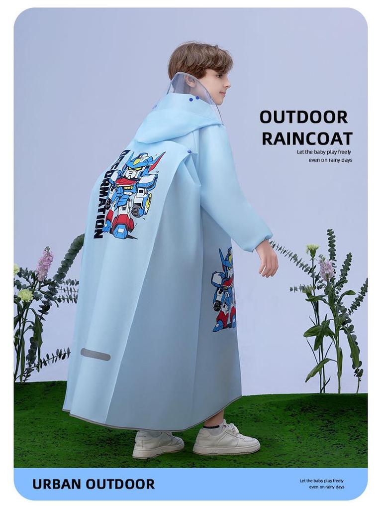 Children's Full-Length Waterproof Bicycle Raincoat with Backpack Cover, Ages 5-12