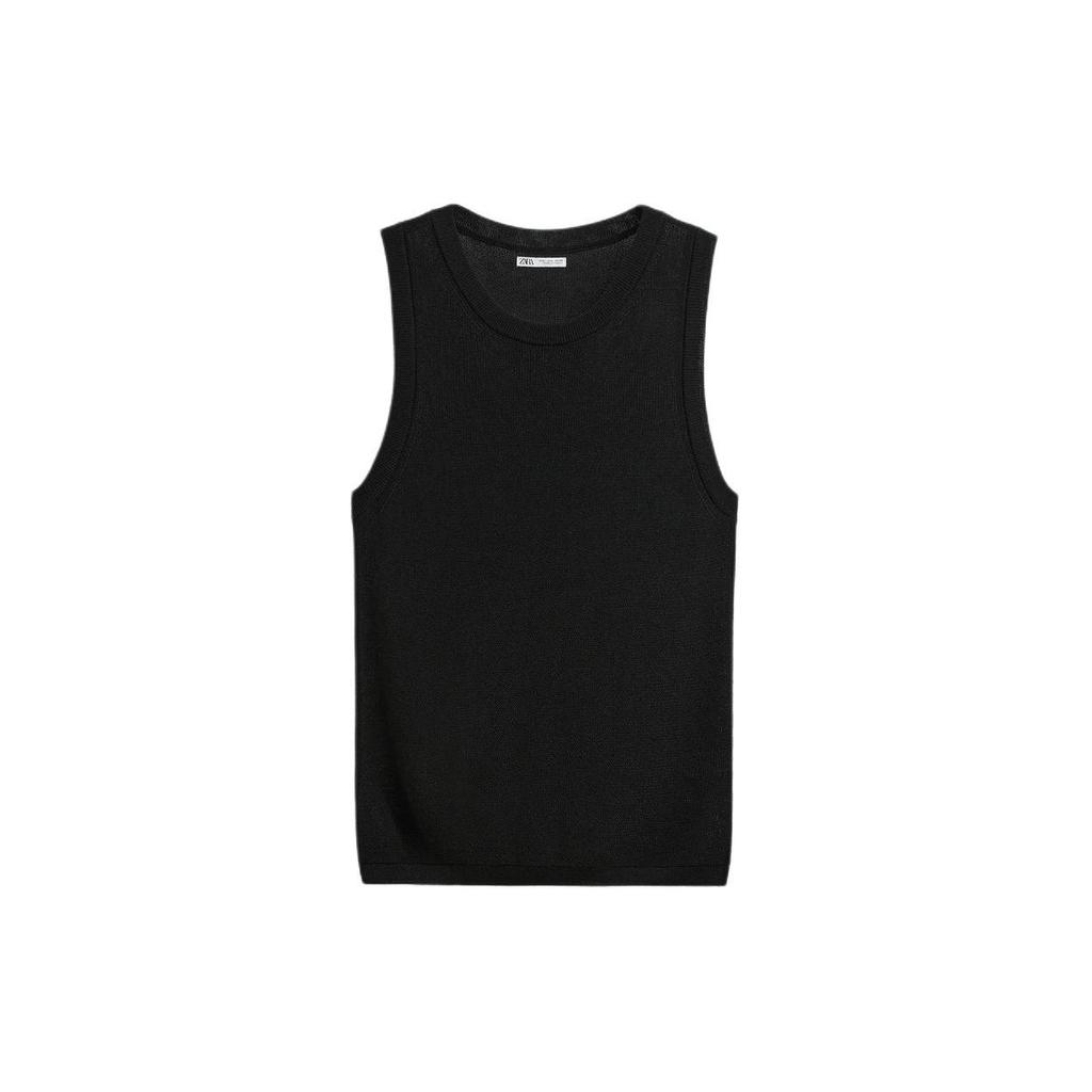 Zara Plain Simple Round Neck Sleeveless Vest Men Tops Black 3166407-800