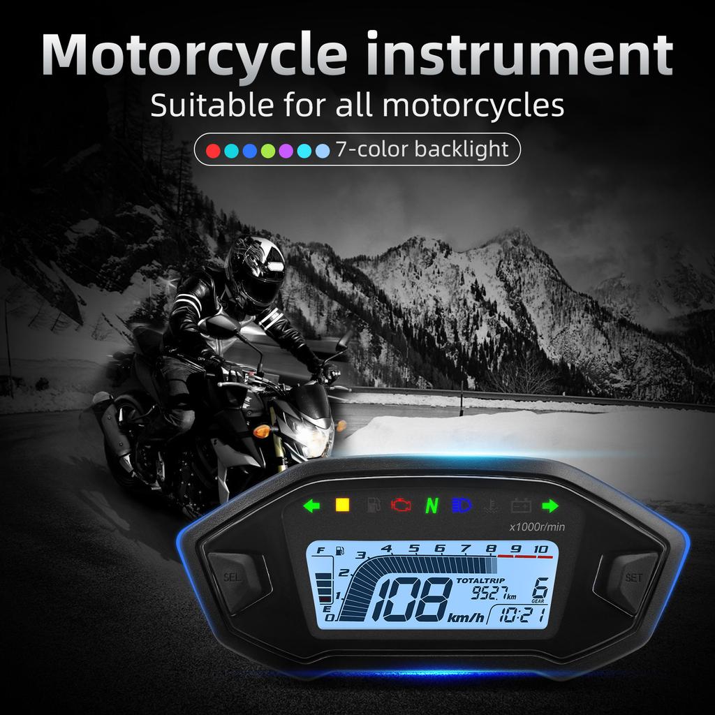 AD Motorcycle Instrument + Sensor Tachometer 10000 RPM Meter Dashboard Odometer KMH Speedometer With Alarm For KAWASAKI