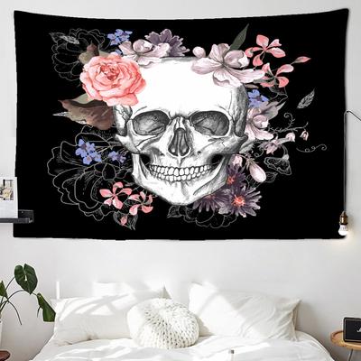 Tapeçaria de cartas de tarô coloridas em preto e branco, sol, lua, caveira, flor, decoração de parede, bruxaria, adivinhação, tapeçaria, decoração de casa