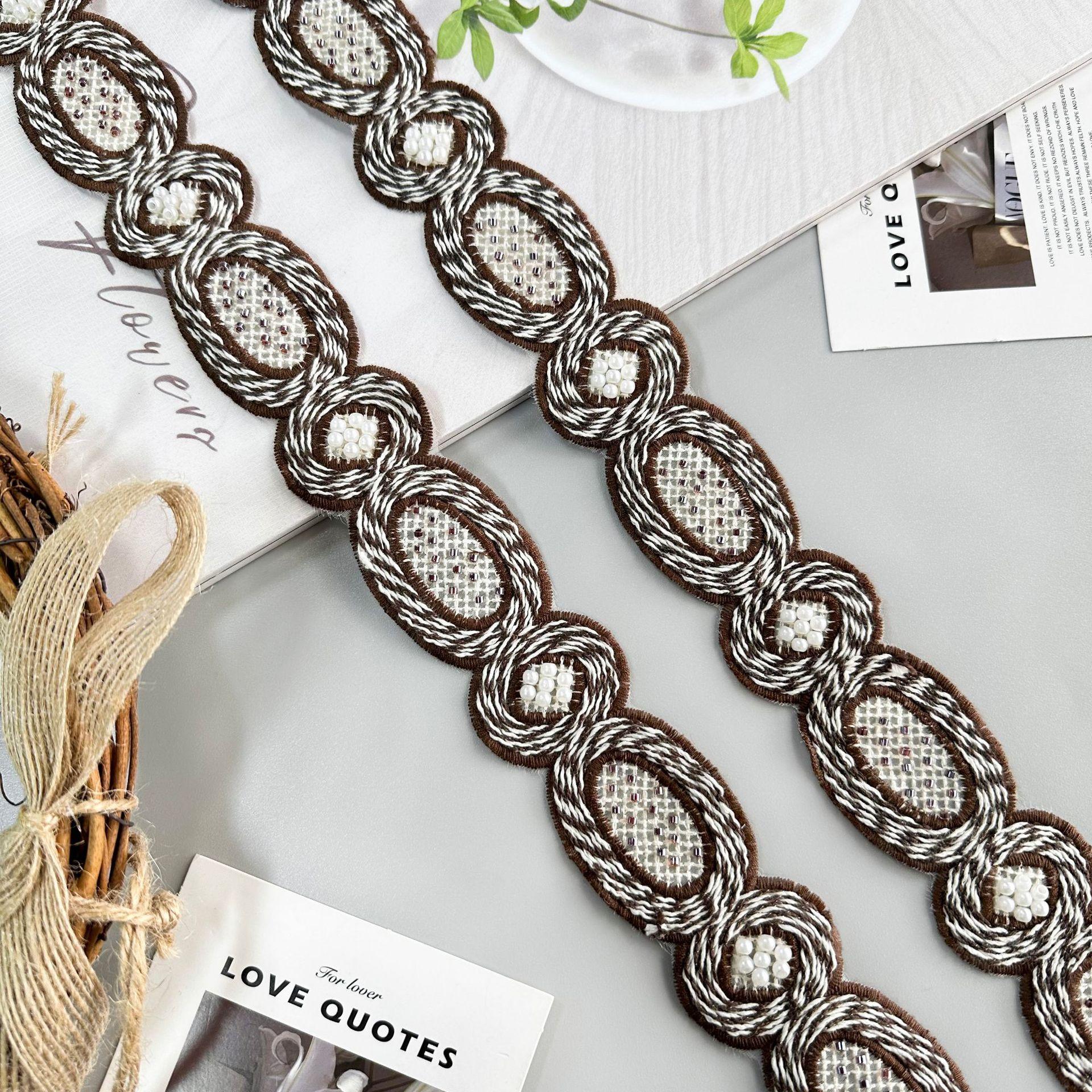 

3.5 см Бавовняна нитка Плетені Порожнисті Намистини Штрих-код Одяг Віконна прикраса Аксесуари для волосся Дім DIY Декоративне мереживо Аксесуари T3188 Brown