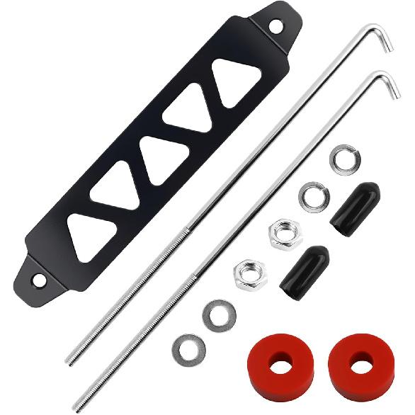 Car Battery Hold Down Bracket Kit,8.52" 5 Holes Battery Tie Down Holder with 9.84" J Bolt for Protecting & Securing Vehicle Batteries,Aluminum Alloy