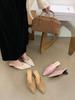 2025 Mao Mao High-heeled Slippers Women's Outerwear Bow Design Sense Lamb Wool French Wedge Heel Plush Bag Head Half Slippers
