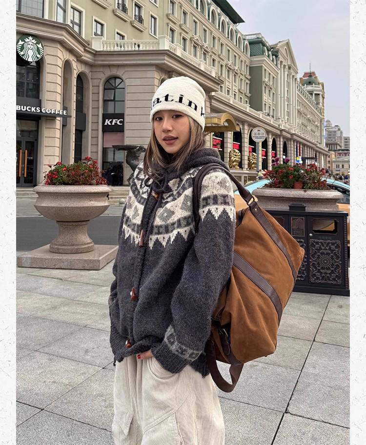 Unisex Heavyweight Hooded Cardigan Sweater - High-End Knit for Autumn/Winter