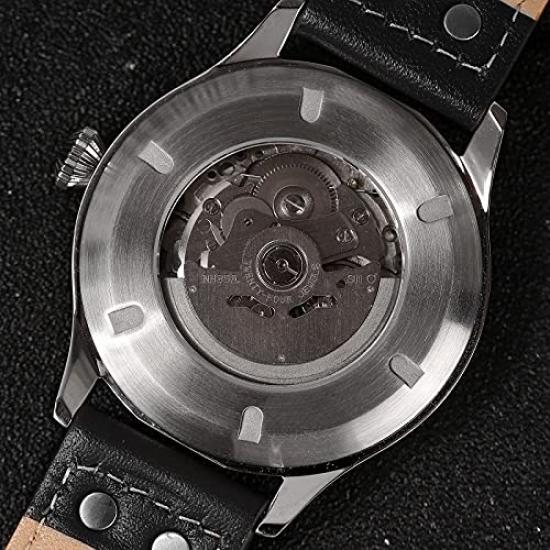 HAMAYOTA Pánské automatické vojenské hodinky s japonským strojkem, pilotní hodinky (Černá kapela)