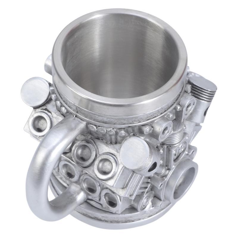 G8DA Automotive Themed Stainless Steel Insert Cup Mechanical Detailing Resin Coffee Mug Insulated Drinkware For Daily Use