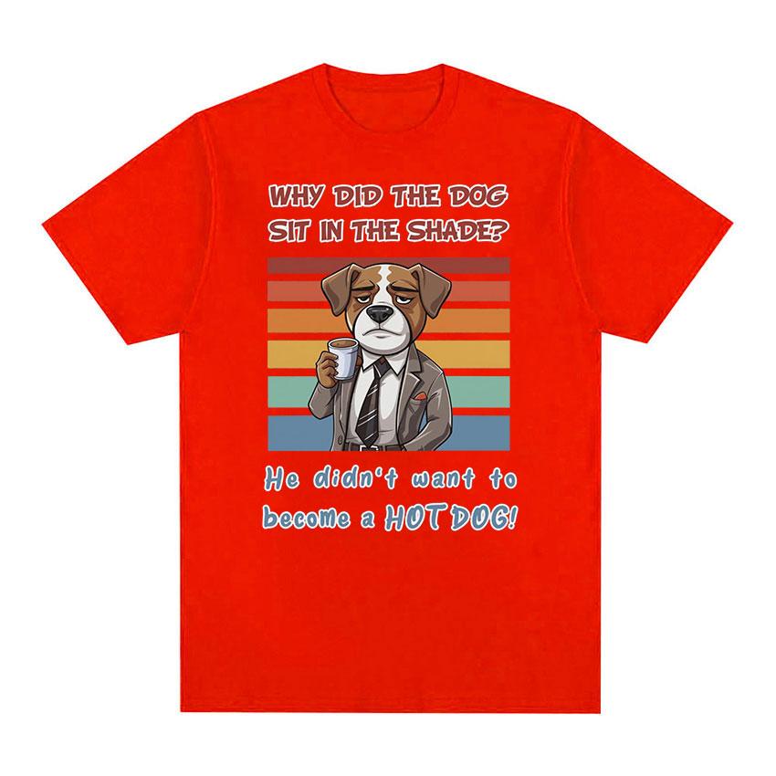 

Почему собака села в тени Футболка с рисунком, мужская модная футболка высокого качества в стиле ретро, ​​повседневная футболка большого размера из 100% хлопка