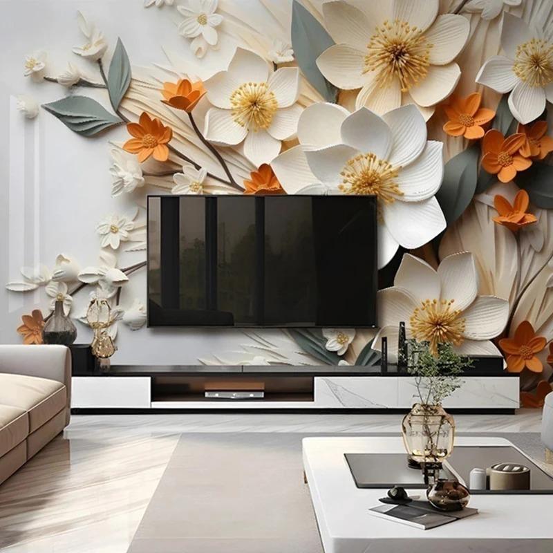 Moderne 3D Stereo Bakgrunn Tapet Veggmaleri Blomstermønster Kunstdekor Maleri Bakgrunn Tapet