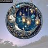 Himmlischer Mond & Laternen Holzschild, Runde Wanddekoration, Mystische Nachthimmeldeko - Ideal für Fantasy & Hexen-Wohnästhetik