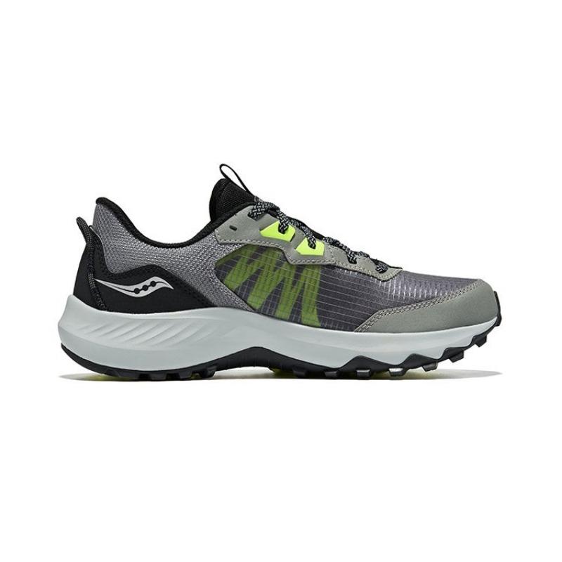 Saucony AURA TR men low-top running shoes grey yellow cushioned breathable durable S20862-100