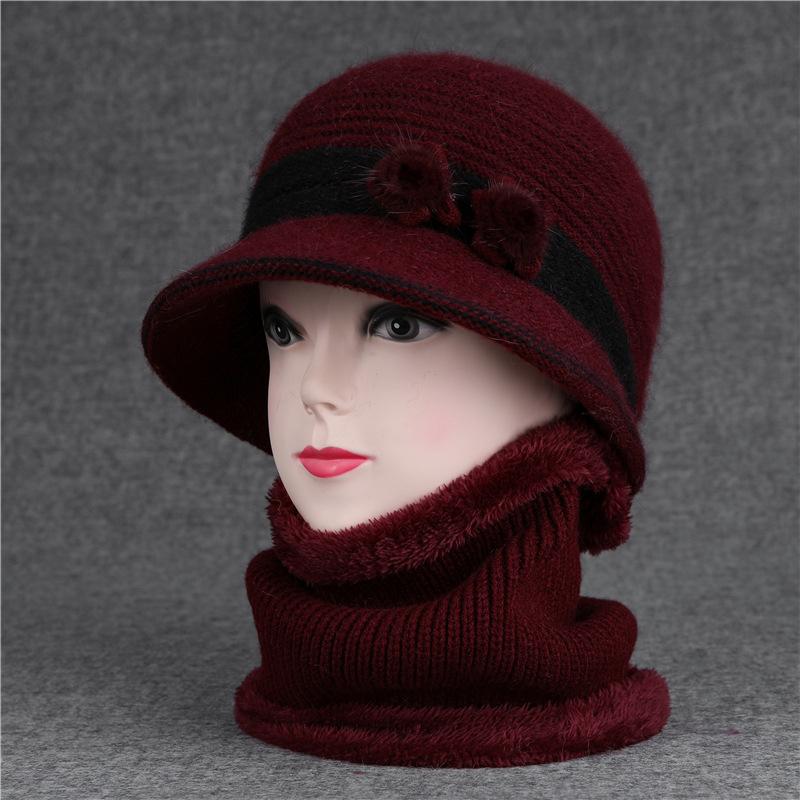 Winter Mother Hat Female Warm Versatile Grandma Basin Hat Velvet Cycling Cold Bucket Hat