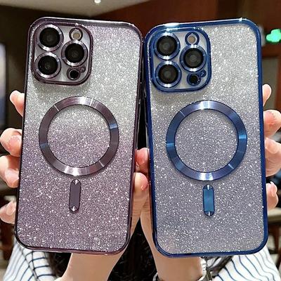 Luxus Soft Electroplate Magsafe Wireless Charge Case für iPhone 14 13 12 11 Pro Max Plus Gradient Glitter Cases Cover