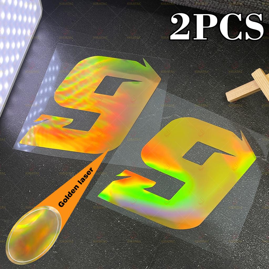 2pcs Gold Laser Motorcycle Number 0-9 Stickers Waterproof for Motorcycle Fairings Fuel Tank Helmet Scooter Universal Vinyl Decal