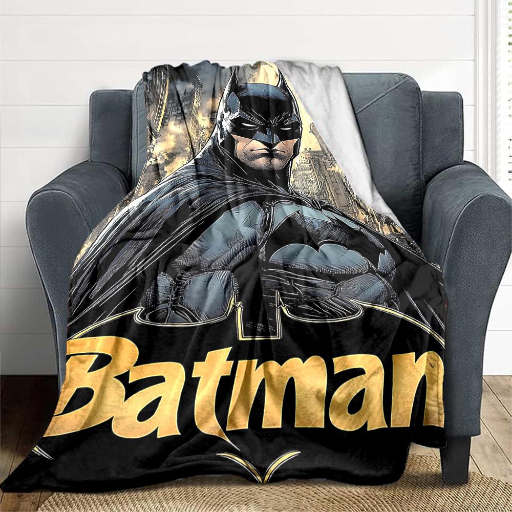 1pc Batman Hero Flannel Throw Blanket Lightweight Soft Warm All Season Blanket for Sofa, Bed, Travel, Camping L1024143