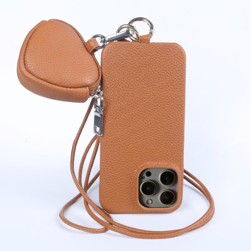 Crossbody Lanyard Genuine Leather Case For iPhone 16 Pro Max 15Pro 11 13 12 14Pro Cover Cases With Strap Leather Bag For Airpods