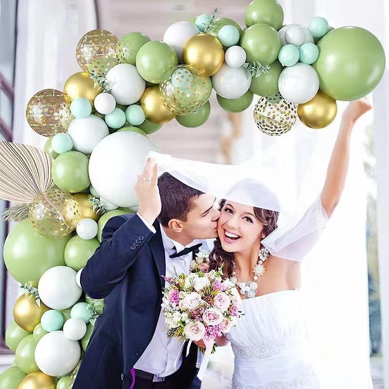 Vintage Green Balloon Set Birthday Party Wedding Room Decoration Opening Arch Arrangement Balloon