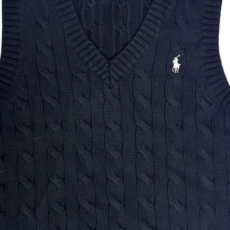 Polo Ralph Lauren Einfarbig Logo Gestickt Rundhals Ärmellos Strickpullover Damenpullover Schwarz 211906370-004