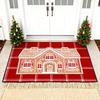 Gingerbread House Christmas Rug Gingerbread Welcome Door Mat Christmas Non Slip Entrance Rug