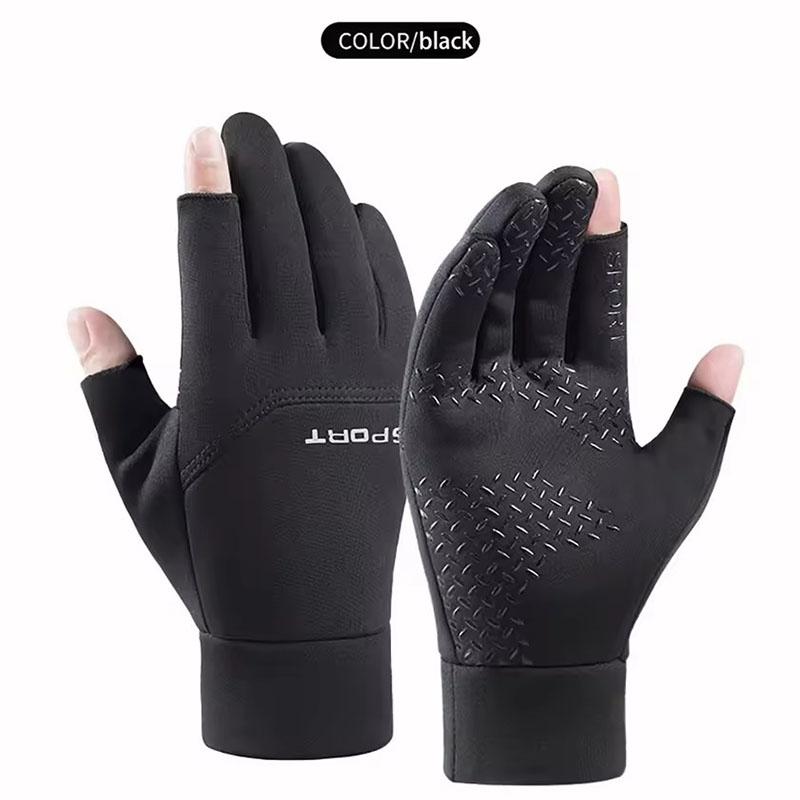 

Winter Waterproof Fishing Men s Gloves Women s Cycling Warm Anti Slip Outdoor Sports Exposed Two Finger Touch Screen Gloves M