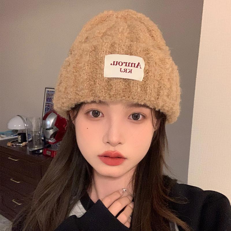 Soft Korean Cozy Style Women Knitted Hat Thick Warm Earmuff Beanie For Cold Weather