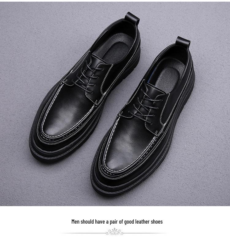 2025 Höst Herr Koreansk Stil Läderskor - Mångsidiga, Trendiga, Tjocksulade Brittiska Casual Sneakers