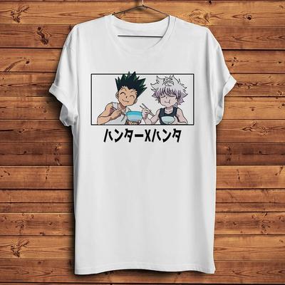 Hunter X Hunter HXH Gon und Killua Lustiges Anime T-Shirt Herren Kurzarm T-Shirt Unisex Täglich Lässig Atmungsaktiv Streetwear T-Shirts