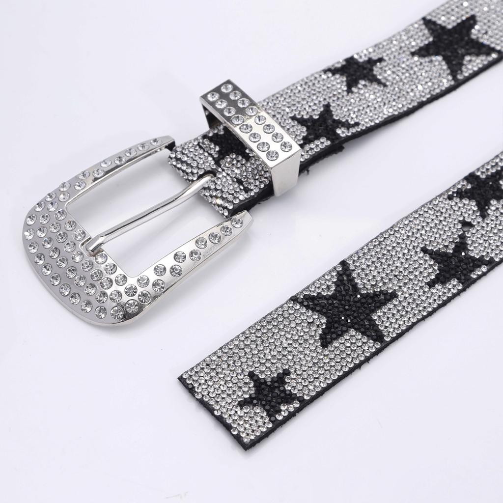 Women's Fashion Diamond Inlaid Star Belt, Luxury Creative Belt, Hip Hop Punk Rock Style Y2k Belt,Suitable For Both Men And Women