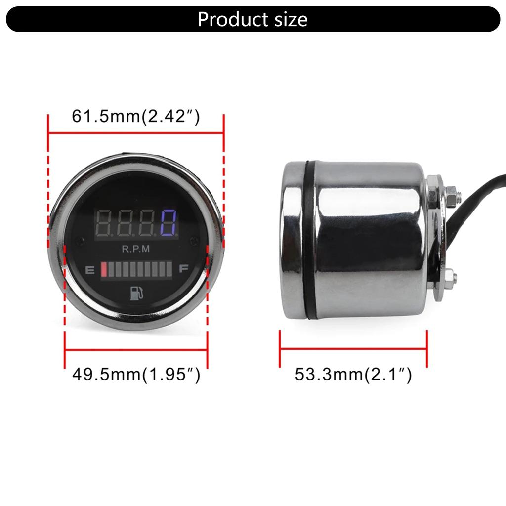 Motorcycle Fuel Gauge and Tachometer Speedometer with Clear LCD Screen, Waterproof Design Suitable for Adventure Bikers