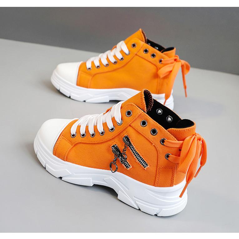 Canvas High Top Women's Shoes Spring and Summer Breathable Thick Sole Height Increasing Casual Shoes Martin Boots Sports