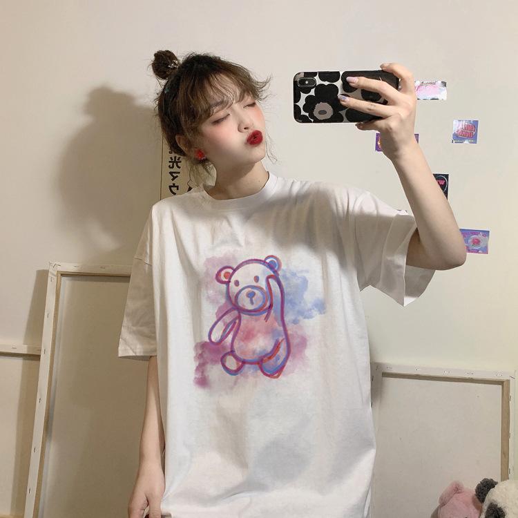 Summer New Student Tops Dark Korean Version Loose Printing Short-sleeved T-shirt Women's Ins Tide