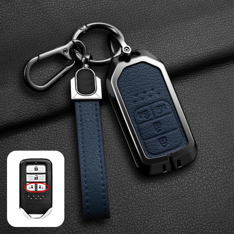 Carcasă Capac Cheie Mașină din Aliaj de Zinc și Piele pentru Honda Civic CRV HRV Accord Pilot Fit Freed Vezel Odyssey 2018 - 2022 Accesorii