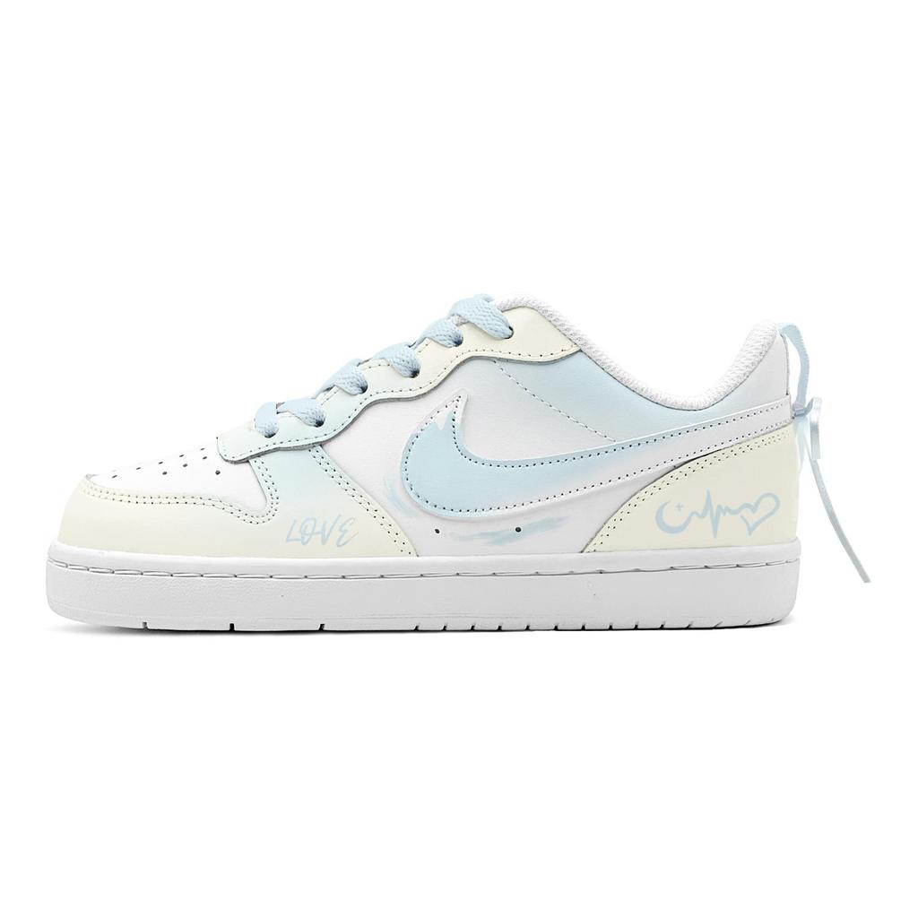 Nike Court Borough Moon Love Song Low top Skateboard Shoes Women's Light Blue BQ5448-100(TeamS2-S-BOX)