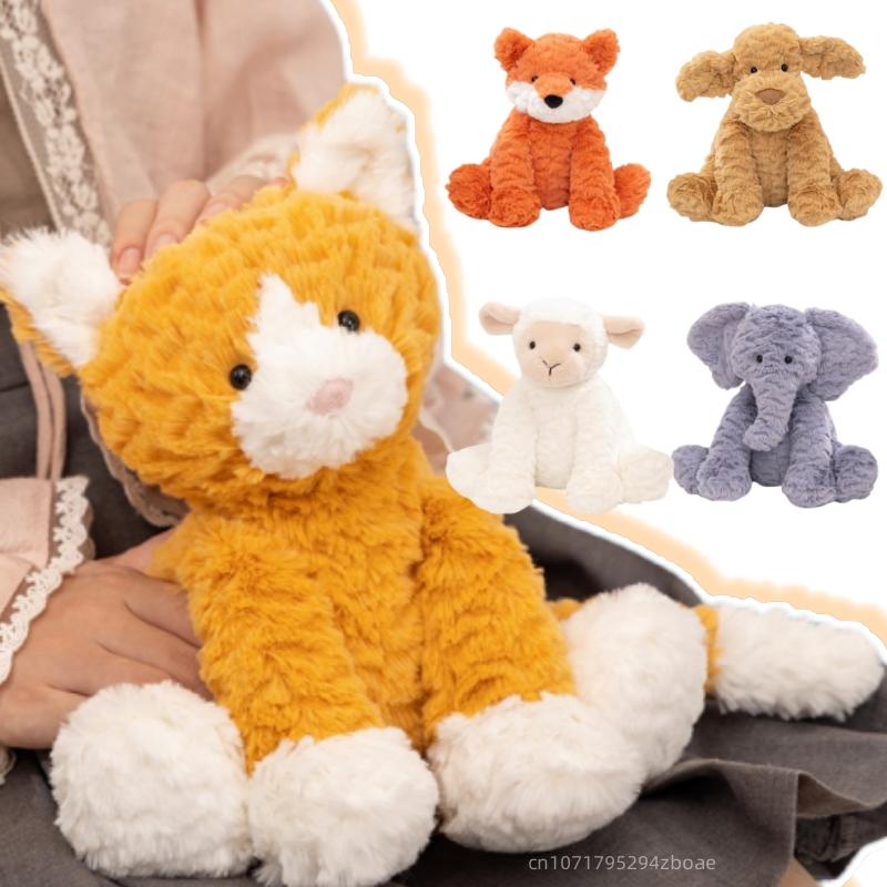 20cm Cartoon Cute Curly Animal Plush Doll Pillow Elephant Fox Cat Dog Plush Toy Home Decoration Appease Gift For Children