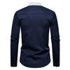 Men's Stand Collar Contrast Panel Dress Shirt Long Sleeve Fashion Slim-Fit Top for Men Spring Autumn Multi-Color Male Formal Blouse