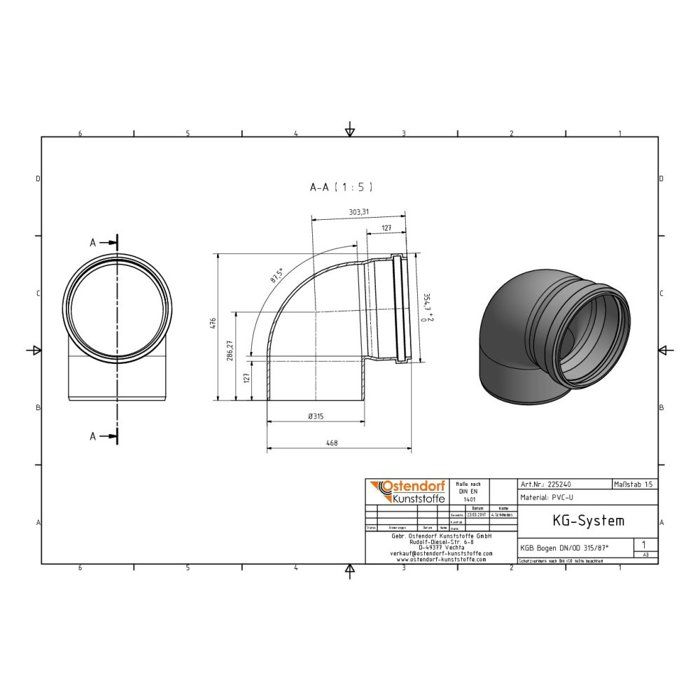 KGB Coude DN/OD 315 87 Degrés