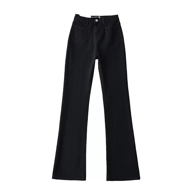 

Модный стиль 2023 Лето Новая мода Трендовые женские брюки деним с микро-пуллом и передним карманом, легко сочетающиеся, облегающего кроя Black L