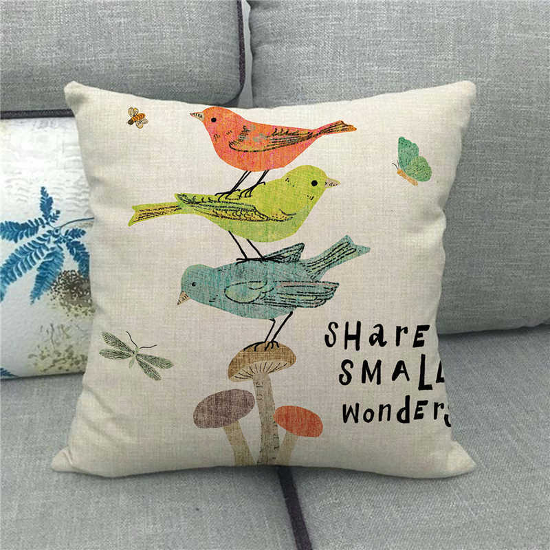 Cute Cartoon Bird Animals Digital Printing Short Plush Pillow Covers For Car Sofa Office Cushion Cover Home Goods 60X60Cm