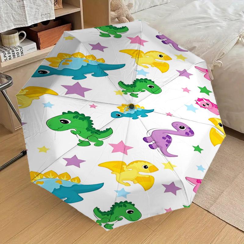1PC Dinosaur StarsAutomatic Open/Close Umbrella with Windproof, 8-Rib Sturdy Canopy, Durable Ribs, Fashionable Design, Outdoor Accessory, Fun Prin, Ho