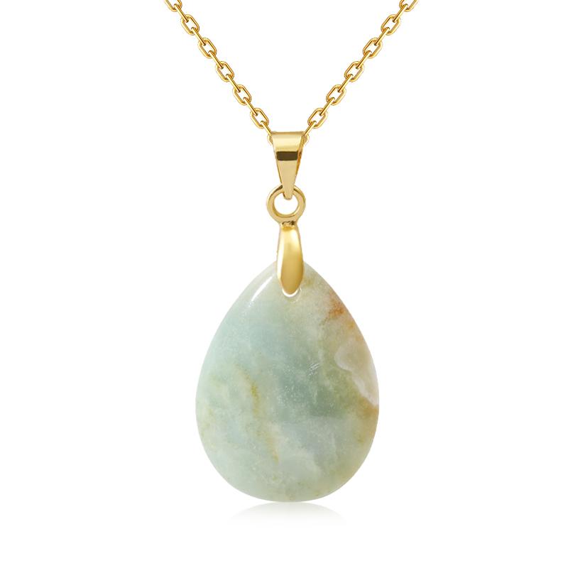 New Fashion Natural Stone Crystal Pendant Teardrop Simple Pendant Necklace Earrings Making Jewelry With Chain Collar