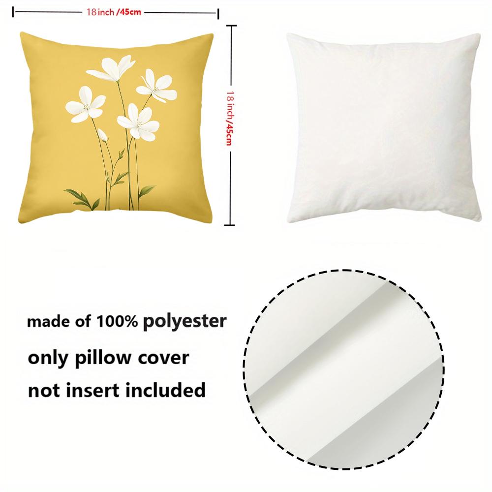 Yellow and White Flower Patterned Cushion Covers Polyester pillowcase, sofa decorative cushion cov Headboard Pillow