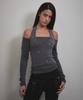 Bunteu Eyelet Halter Long Sleeve (Charcoal)