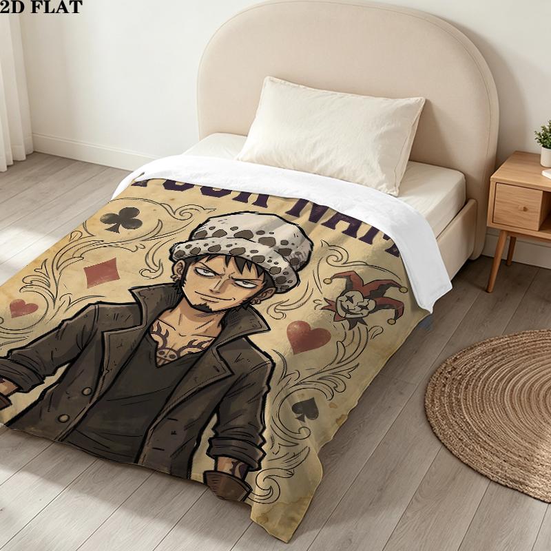 Custom Name,Trafalgar Law Printed Flannel Blanket, soft throw for bedroom sofa, washable, Christmas present, great gift.